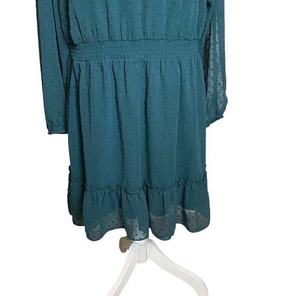 NWT City Chic Womens Size S 16 Dobby Tiered Dress Alpine Teal Romantic Flowy - Picture 5 of 16